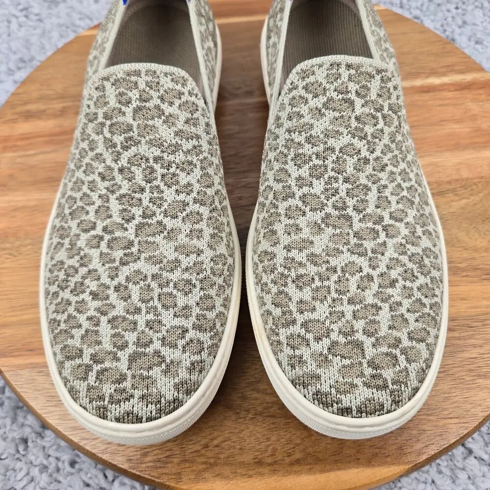 Rothy's Womens 8 The Original Slip On Sneaker Pebble Spot Cheetah Print Brown
